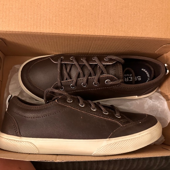 SPERRY Boys Deckfin Brown Leather Shoes - Picture 3 of 5
